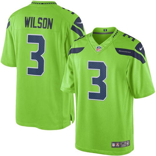 Men's Limited Russell Wilson Nike Jersey Green - #3 Rush NFL Seattle Seahawks